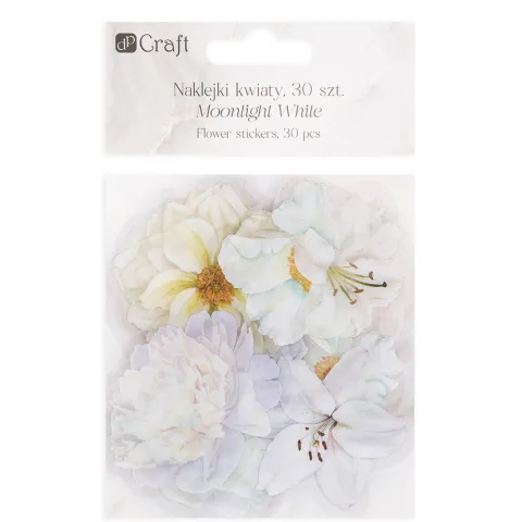 Naklejki transparentne KWIATY folia PET 30 SZT - MOONLIGHT WHITE