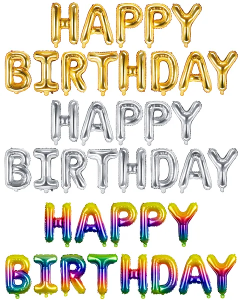 Napis z balonów HAPPY BIRTHDAY na urodziny balon foliowy