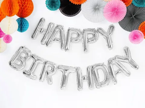 Napis z balonów HAPPY BIRTHDAY na urodziny balon foliowy
