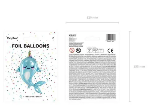 Narwal balon foliowy 53x87 cm