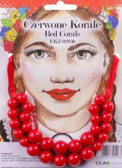 Naszyjnik czerwone korale góralki