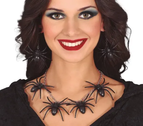 Naszyjnik i kolczyki PAJĄK zestaw Halloween