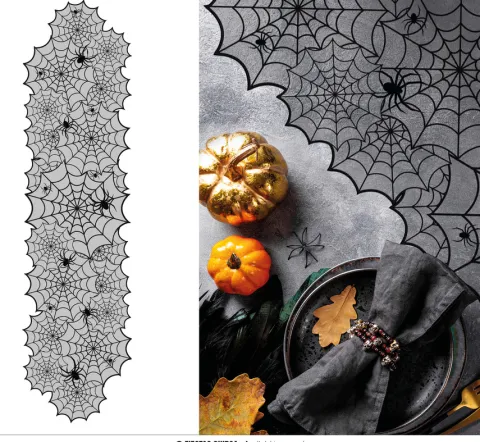Obrus bieżnik na stół PAJĘCZYNY czarny 45x183 cm Halloween