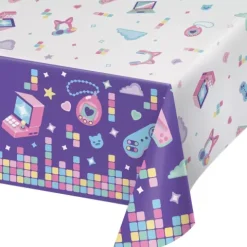 Obrus papierowy Gaming Party pastelowy 137 x 259 cm