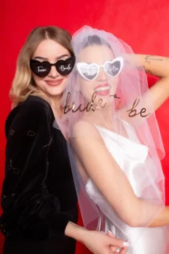Okulary Serca Serduszka czarne "Team Bride"