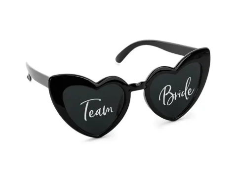 Okulary Serca Serduszka czarne "Team Bride"