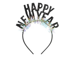 Opaska Happy New Year czarna Sylwester 15,5 x 20,5 cm 1 szt.