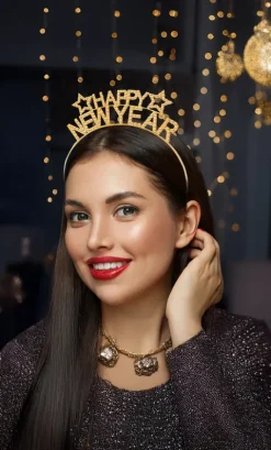 Opaska Happy New Year złota na Sylwestra
