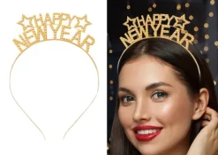 Opaska Happy New Year złota na Sylwestra