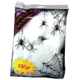 Pajęczyna biała XL z pająkami Halloween 550g