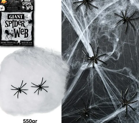 Pajęczyna biała XL z pająkami Halloween 550g