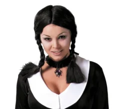 Peruka czarna warkocze - Wednesday Adams