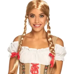Peruka długa z dwoma warkoczami blond Heidi bawarska