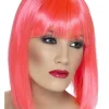 Peruka z grzywką PINK NEON różowa