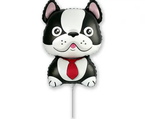 Pies Bulldog czarny balon foliowy 14"