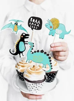 Pikery toppery Dinozaury dekoracje na tort 5 szt.