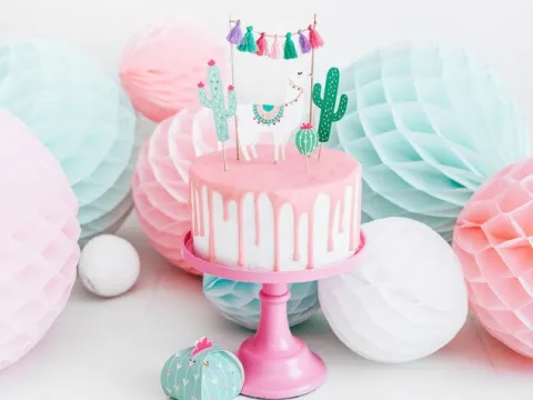 Pikery toppery LAMA kaktusy dekoracje na tort muffinki 9-20cm 5szt