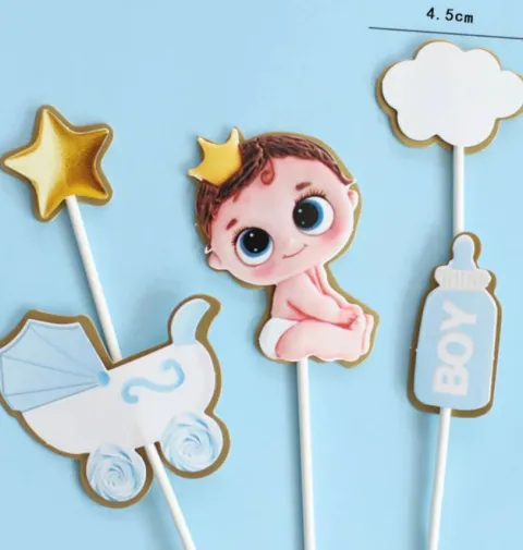 Pikkery Toppery na tort Baby Shower 5 szt. chłopiec
