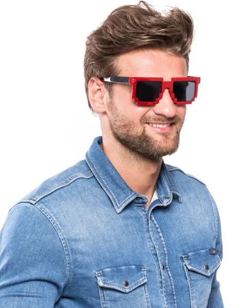 Pikselowe okulary imprezowe 8 bit pixel - czerwone