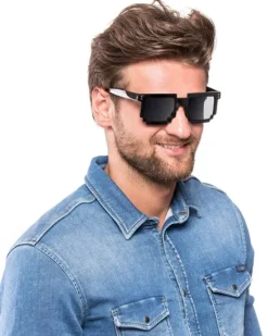Pikselowe okulary imprezowe 8 bit pixel - czarne