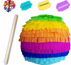 PINIATA z masy papierowej 85 cm kolorowa kulka zestaw