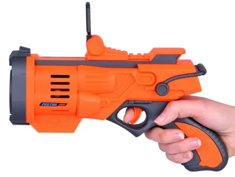 Pistolet do puszczania baniek mydlanych na baterie z pojemnikiem Kolor Pomarańczowy