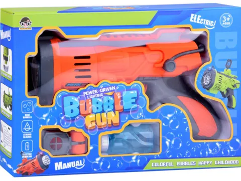 Pistolet do puszczania baniek mydlanych na baterie z pojemnikiem Kolor Pomarańczowy
