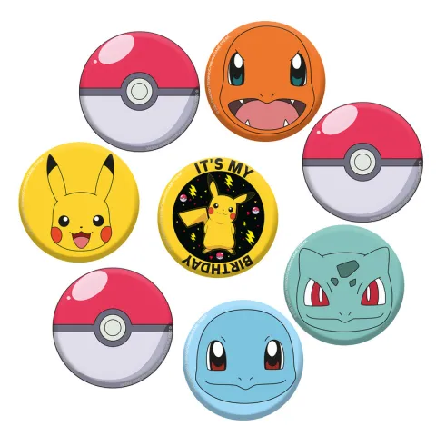 Plakietki kotyliony na urodziny Pokemon zestaw 8 szt.