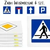 Poduszki kwadratowe ekoskóra ZNAKI drogowe INFORMACYJNE 3 cm 6 szt.
