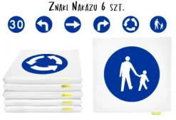 Poduszki kwadratowe ekoskóra ZNAKI drogowe NAKAZU 3 cm 6 szt.