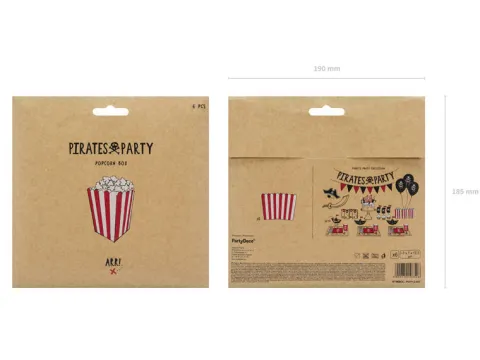 Pojemniki na Popcorn pudełka biało-czerwone 6 szt.
