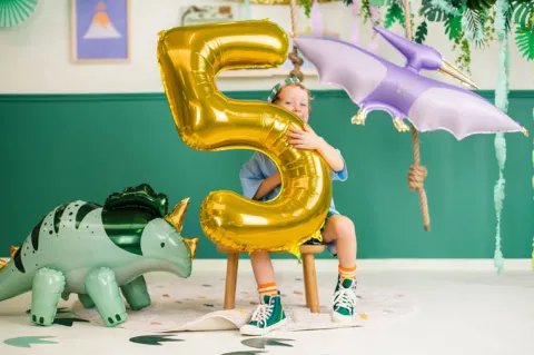 Pterodaktyl dinozaur fioletowy balon foliowy 120 cm
