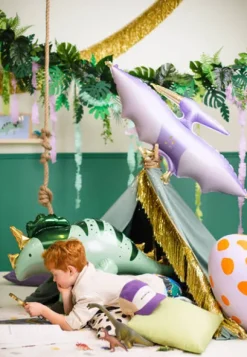 Pterodaktyl dinozaur fioletowy balon foliowy 120 cm