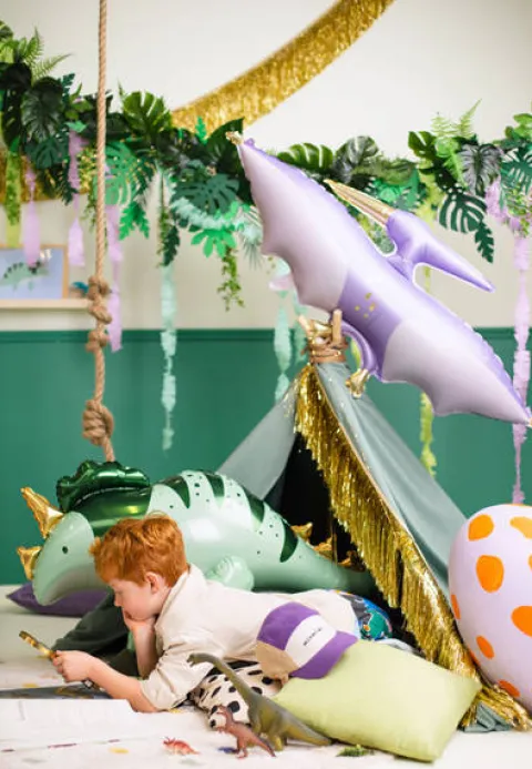 Pterodaktyl dinozaur fioletowy balon foliowy 120 cm