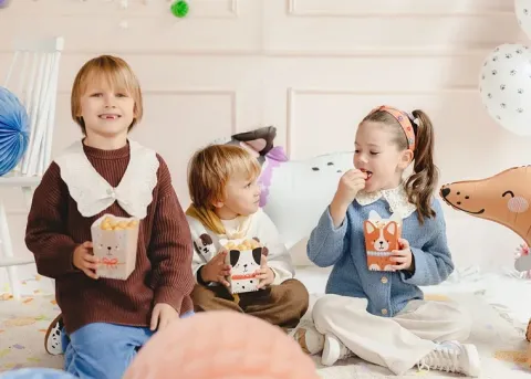Pudełka na popcorn chipsy przekąski Pieski Mix 6 szt.