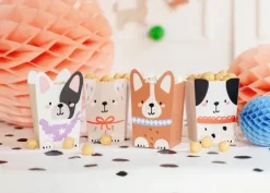 Pudełka na popcorn chipsy przekąski Pieski Mix 6 szt.