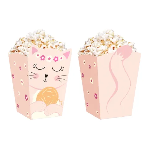 Pudełko na popcorn Kotki 8,5x15cm 6szt.