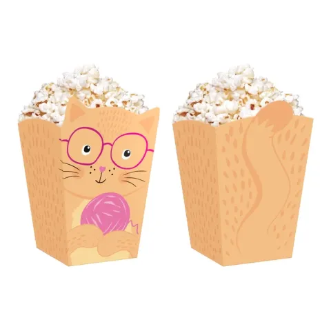 Pudełko na popcorn Kotki 8,5x15cm 6szt.
