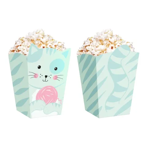 Pudełko na popcorn Kotki 8,5x15cm 6szt.