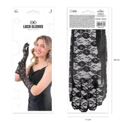 Rękawiczki koronkowe długie lata 20. retro czarne