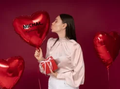 SERCE balon foliowy PERSONALIZOWANY Walentynki czerwony 18 cali