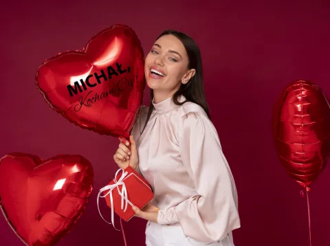 SERCE balon foliowy PERSONALIZOWANY Walentynki czerwony 18 cali
