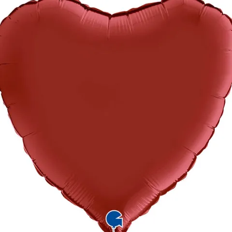 Serce satynowe matowe Rubin Red balon foliowy 18 cali' Grabo