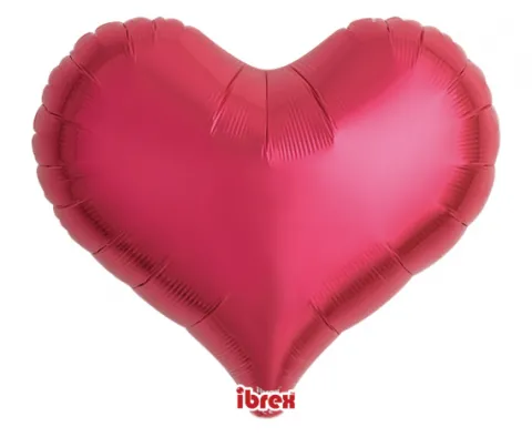 Serce satynowe Metallic Red Ibrex balon foliowy 14"