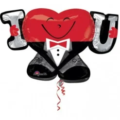 Serce uśmiechnięte I Love You balon foliowy 83x53 cm