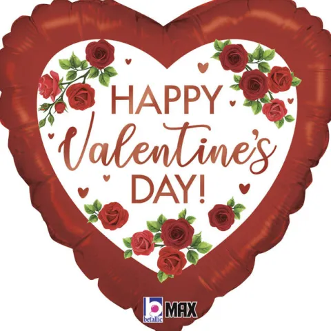 Serce Happy Valentine's Day balon foliowy satynowy 18"