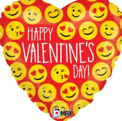 Serce Happy Valentine's Day Emoji balon foliowy 18 cali