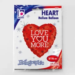 Serce Love You More balon foliowy holograficzny 18"