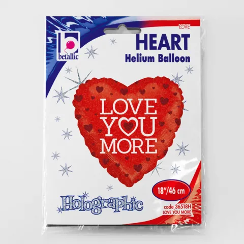 Serce Love You More balon foliowy holograficzny 18"