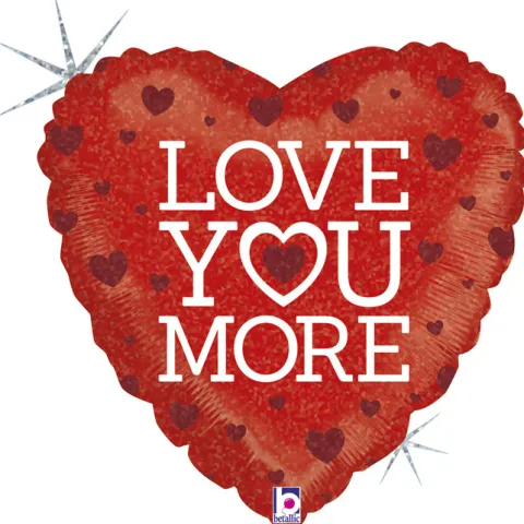 Serce Love You More balon foliowy holograficzny 18"